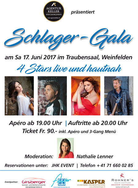 Schlagergala am Samstag, 17. Juni 2017, in Weinfelden