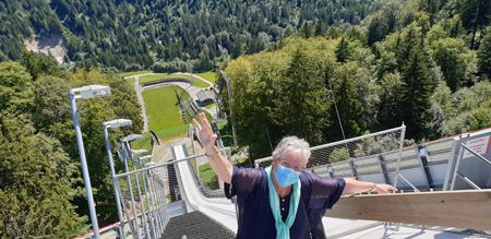 In Oberstdorf in Deutschland, unweit von Tannheim, ist die Skiflugschanze ein beliebter Ausflugsort